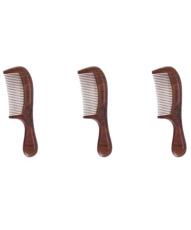 jklashfi 3X Unisex Sandalwood Comb Women Men Home Travel Wood Anti-Static Fine-Tooth Comb Wooden Handles Hair Comb