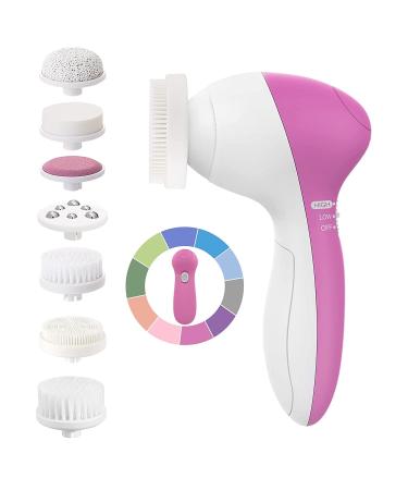 Coslus Face Cleansing Brush Electric Face Brush IPX7 Waterproof Cleaning Brush Face With 7 Brush Heads 360 Deep Cleansing Face Cleansing Rose