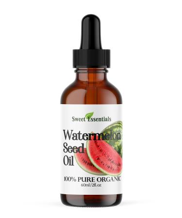 100% Organic Watermelon Seed Oil | Imported From Egypt | Various Sizes | 100% Pure | Cold-Pressed | Natural Moisturizer for Skin Hair and Face | By Sweet Essentials (2 fl oz Glass Bottle)
