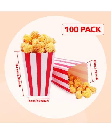 100 Pcs Popcorn Boxes Mini Paper Popcorn Box Container for Movie Night Decorations White and Red Stripes in Popcorn Concession Equipment & Supplies - Buy Online on SooperMarket.com