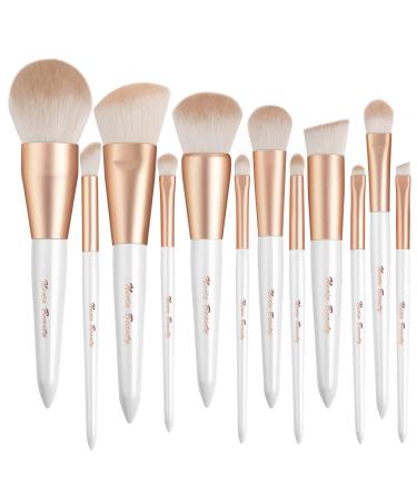EVRCHGIEA Professional Makeup Brushes Set Concealers Foundation Blending Eye Shadow Blush Concealers Makeup Brush Kit (White 12pcs)