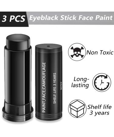 3PCS Sports Eye Black Stick  Professional Eyeblack Face Paint Sports Football Baseball Softball Eye Black Face Body Paint Stick for Eyeblack Makeup Game Halloween Cosplay Party - Buy Online on SooperMarket.com