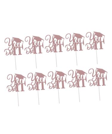 COOLHIYA 10pcs 2021 Graduation Cake Arrangement Graduation Party Supplies Glitter Graduation Pick Class of 2021 Graduation Cupcake Topper High School Grad Trencher Cap Cover Paper Food Golden 13x13.5cm