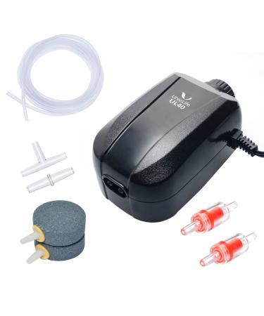 Pawfly aquarium air pump quiet oxygen pump with airline airline hose check valve and accessories for aquarium for buckets fish pool ponds 4 W double outputs