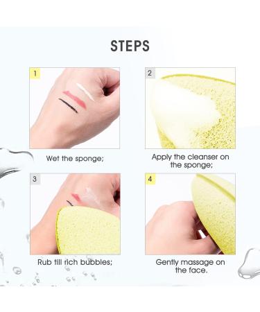 LYFONDYI Facial Cleaning Sponge Set - 2 Reusable Bath Sponges for Daily Exfoliating & Makeup Removal | Grey & Yellow | Finger Glove Included - Buy Online on SooperMarket.com