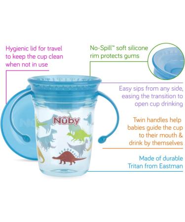 Nuby Tritan No Spill 360 Degree Wonder Cup, Prints May Vary, Multicolor - 1pk - Buy Online on SooperMarket.com