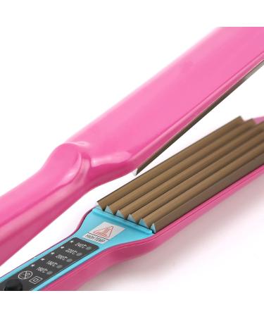Titanium Hair Crimping Iron with 5 Heat Settings for Fluffy Hairstyles - UK Plug Rosy - Buy Online on SooperMarket.com