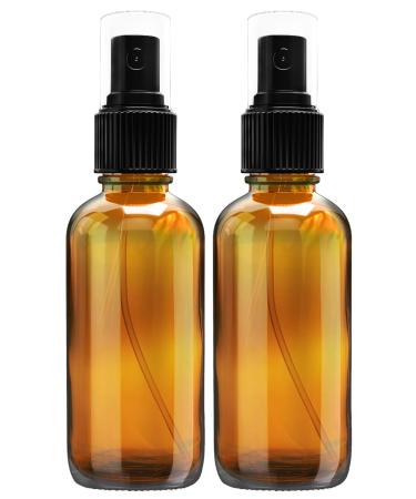 Nylea Small Glass Spray Bottles for Oil, Hair, Plants Water 2 oz | Empty Fine Mist and Refillable Mister Amber Mini Travel Size Bottle for Cleaning Solutions, Essential Oil Sprayer and Nozzle - 2 Pack