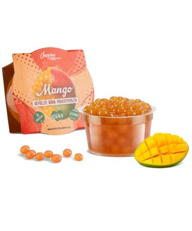 Inspire Food Bubble Tea Pearl Mango for Bubble Tea |Popping boba pearls tapioka fruit beads and boba pearls - 100% vegan and gluten -free without artificial dye 100g mango 1 x 100 grams