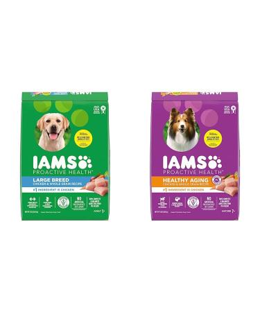 IAMS Proactive Health Dog Food Dry Adult Large Breed Chicken & Whole Grains Recipe + IAMS Proactive Health Dry Dog Food - Mature (7+) - Original Dog Food+ Dog Food 6.8kg 6.80 kg (Pack of 1)
