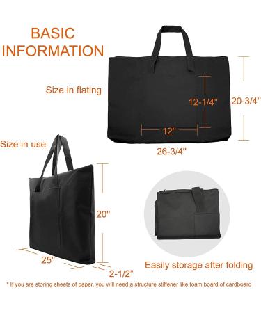 Cupohus Waterproof Art Portfolio Bag 20" x 26" for 18" x 24" Artworks with Outer Pockets and Handle  Student Carrying Storage Bag - Buy Online on SooperMarket.com