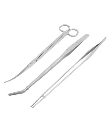 Aquarium Tools Kit 3 in 1 Stainless Steel Extra Long Aquarium Tank Tweezers Scissors Cleaning Tool Set