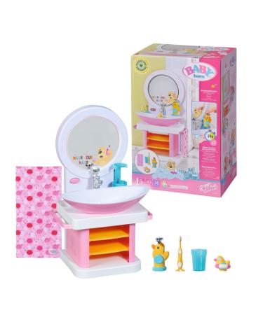 Baby born bath washbasin interactive doll washbasin with light and sound function toothbrush toothbrush cups soap dispenser and towel 832707 Zapf Creation