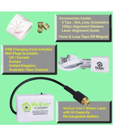 ViviLux 3-in-1 Rechargeable GREEN Laser System with Adjustable Line  Crosshairs and Dot Illumination Heads  Innovative Sewing and Quilting Notion for Precise Stitching  Mounts with HOOK AND LOOP TAPE 1.US Plug - Buy Online on SooperMarket.com