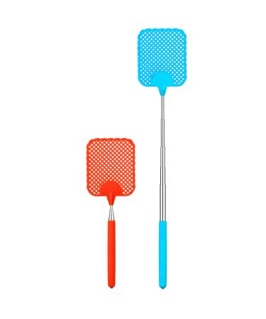 Olakin fly clap 2 pieces insect clap pull -out clapping flyer for flies mosquitoes and insects Pest Control (red blue) red blue