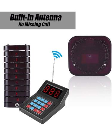 ASHATA Restaurant Paging System - Wireless Call Coaster Pagers - Guest Waiting Pager - 10 Coaster Pager Call Button Keypad - Built-in Antenna - Black - Buy Online on SooperMarket.com