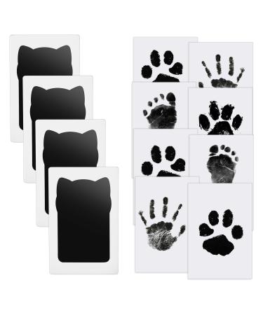 Mtoysy baby footprint set paw print set dog and cat with 4 clean touch stamp cushions and 8 printing cards baby handprint and footprint set memory family gift color a