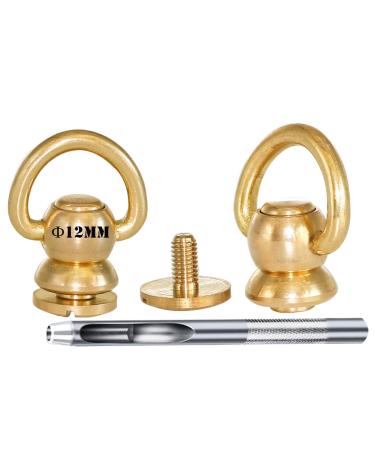 1 Brass Rivets Purse Ball Studs Rivets Nails Chicago Stud Screw 360 Rotatable D Ring Brass Rivets DIY Leather Collar Belt Handbag Shoes Case Motorcycle Furs Jeans Brass Rivets (Big D Ring 2pcs) Big D Ring 2PACK