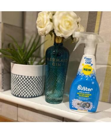 Buster Active Foam Sink & Drain Cleaner 500ml x 2 - Sink Cleaner to Remove Limescale & Stains - Daily Plughole Foam Cleaner & Odour Eliminator Foam Cleaner for Sinks Showers Drains and Plugs - Buy Online on SooperMarket.com