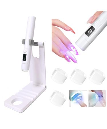 Mini UV Nail Light with Nail Stamper Portable Handheld UV Light Lamp with Foldable Stand for Gel Nail Cordless LED Nail Polish Dryer Kit for Home Salon DIY Manicure mini stand