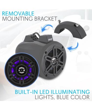 Pyle Waterproof Marine Wakeboard Tower Speakers - 4 Inch Dual Subwoofer Set - 300W Max Power - Built-in LED Lights - Black (PLMRLEWB46B) - Buy Online on SooperMarket.com