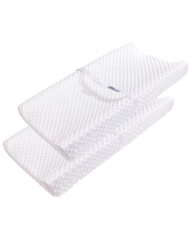 Changing Table Pad Covers AceMommy Ultra Soft Minky Dots Plush Changing Table Covers Breathable Changing Table Sheets Wipeable Diaper Changing Pad Cover for Infants Baby Boy Baby Girl White (2 Pack) 4-White