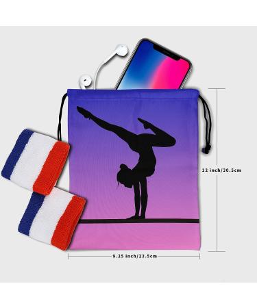 Purple Pink Gymnastics Grip Bag - Adjustable Water Resistant Girl Gymnastic Bag 9.25 x 12 - Buy Online on SooperMarket.com