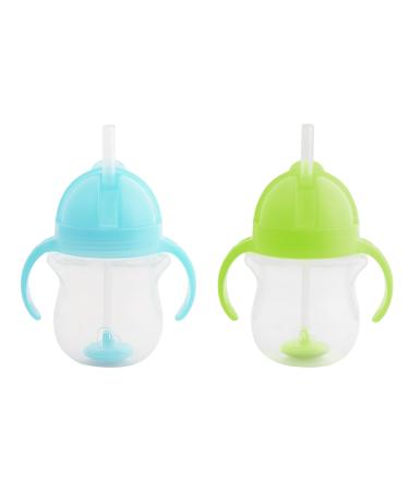 Munchkin drinking cup with a click closure drinking bottles with straw BPA-free dishwasher-proof-207 ml 2 Set green/blue blue/green 7oz/207ml