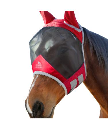Harrison Howard CareMaster Pro Luminous Fine Mesh UV-proof Fleece Padding Fly Mask Half Face Ruby (S Pony) Pony (Small) Ruby
