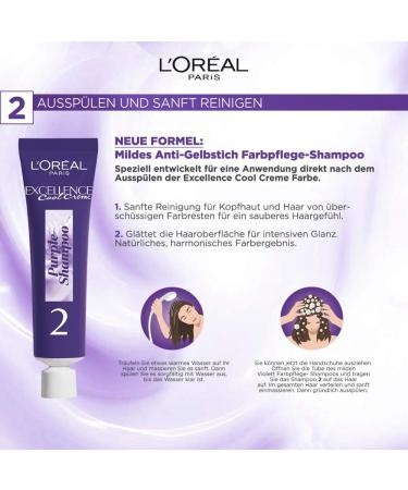 L'Or al Paris Excellence Cool Cream Hair Color - 100% Gray Coverage Ultra Cool Dark Blonde 6.11 258g Set with Shampoo & Care Cream - Buy Online on SooperMarket.com