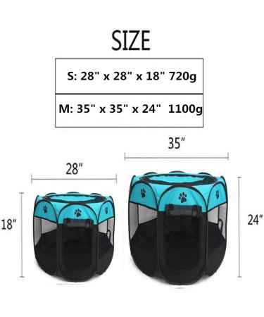 Blumoo Portable Pet Playpen - Indoor/Outdoor Foldable Dog Playpen with Mesh Shade Cover | Travel Dog Play Tent for Puppies/Cats/Rabbits - Blue (S 28x28x18) - Buy Online on SooperMarket.com
