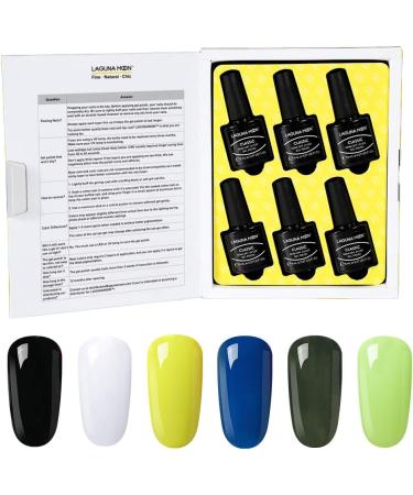 LagunaMoon Neon Gel Nail Polish Set - 6 Vibrant Colors for Salon-Quality DIY Nails - UV/LED Soak Off Lacquer Kit for Manicure & Pedicure - Greener Pastures Collection - Buy Online on SooperMarket.com