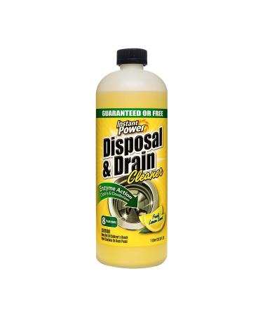 Instant Power Disposal and Drain Cleaner Liquid Enzyme Clog Remover Cleans and Deodorizes Removes Drain Blockages Fresh Lemon Scent 33.8 Fl oz 1 Liter Lemon Scent-1 Liter Liter