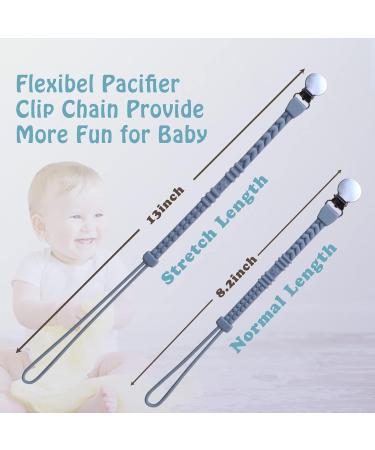 Pacifier Clip 4 Pack - Silicone Holder Clips for Boys and Girls - BPA Free Teething Toys - Perfect Baby Shower or Birthday Gift - Buy Online on SooperMarket.com