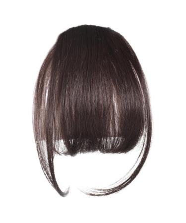 Clip In Bangs for Women 9.8" Natural Clip On Bangs Dark Brown Air Bangs Hair Clip with Temples & Invisible Breathable Net Curlable Cuttable Fake Bangs