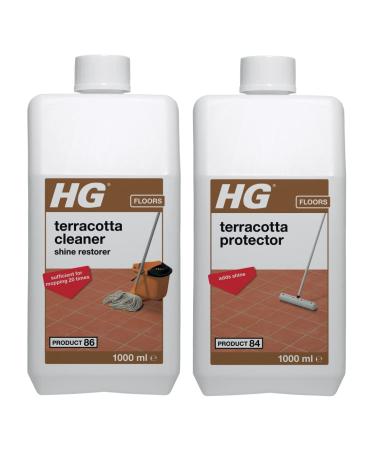 HG Terracotta Clean & Shine Cleaner for Natural Stone Concentrated Cleaner with Scent - 1L + HG Terracotta Floor Protector Protection Layer for Natural Stone Concentrated Cleaner with Scent - 1L Floor Cleaner & Protector