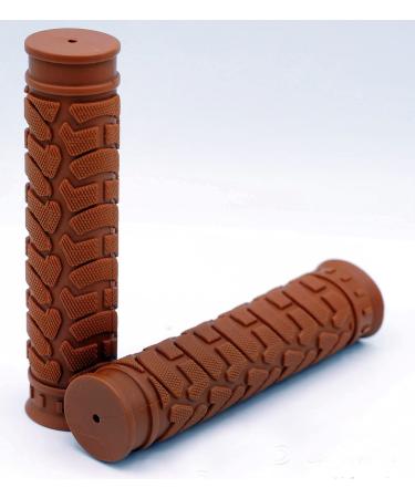 Fito Rubber Handlebar Grips - Brown, Length: 130mm, Handlebar Diameter: 22.2mm(7/8"), for Beach Cruiser Bike, Fixie Fixed Gear Bike, Road Bikes, BMX Bikes, Mountain Bicycles Handle bar.