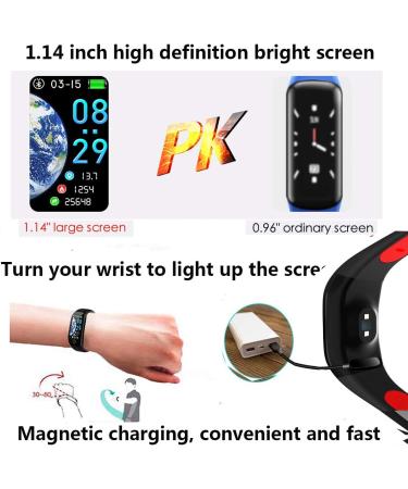 Fitness Tracker Smart Watch Bracelet | 1.14 Color Screen, IP68 Waterproof, Step Calorie Counter, Sleep Monitoring | Activity Tracker for Women Men Kids - Red - Buy Online on SooperMarket.com