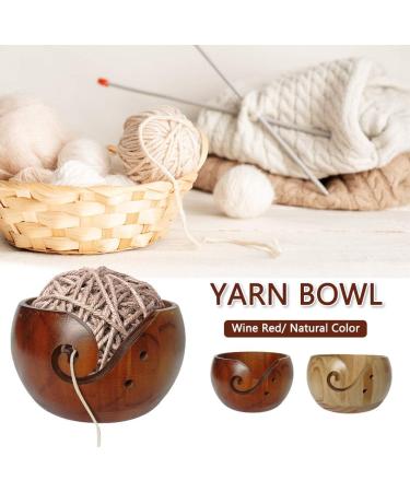 Beiyoule Handmade Bamboo Yarn Bowl - Knitting Wool Holder for Crochet and Embroidery - Wine Red - Buy Online on SooperMarket.com