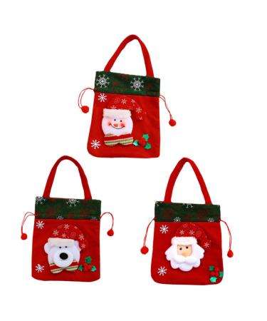 Anneome Pouch 3pcs Christmas Bag Candy Bags Christmas Tree Hanging Ornament Doll Wrapping Bags Drawstring Bag