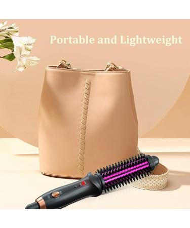 Mini 1 Inch Travel Curling Iron Brush with Tourmaline Ceramic Barrel - Anti-Scald Curling Wand for Short/Shoulder Hair - Buy Online on SooperMarket.com