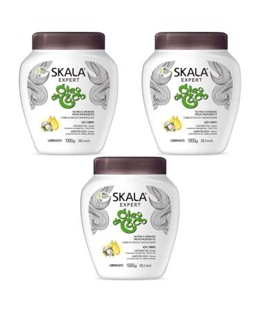 SKALA HAIR TREATMENT CONDITIONING COCONUT OIL - Perfect for DRY and FRIZZY HAIR SPLIT ENDS DRY SCALP HELP MOISTURIZE AND SEAL HAIR. For Curly and straight Hair 2 in 1 Conditioning Treatment Cream and Cream To Comb - 35.2Oz/ 1KG package