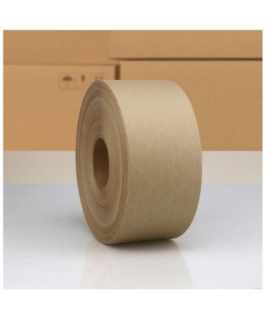 Packing Tape Reinforced Water Activated Gummed Tape Kraft Paper Tape 2.83inch x 450 Feet 750(mm) 150Yard for Heavy Duty Shipping Writable Strong Adhesive Brown Carton Box for Moving and Storage