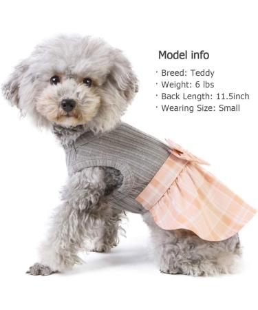 KYEESE Pink Plaid Dog Dress with Bowtie - Small Dog/Cat Sweater Dress - Buy Online on SooperMarket.com