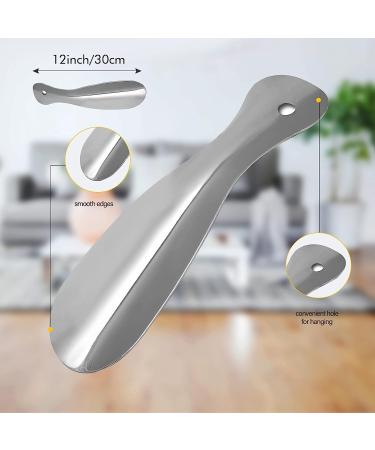 2 PCS Shoe Horn Set for Seniors - Telescopic Long Handle & Metal Short Shoe Horn - Silver - Buy Online on SooperMarket.com