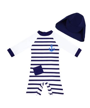 upandfast Baby Boys/Girls Zipper Swimwear with Snap Bottom UPF 50+ Sun Protection Toddler One Piece Swimsuit Anchor 2-3 Years
