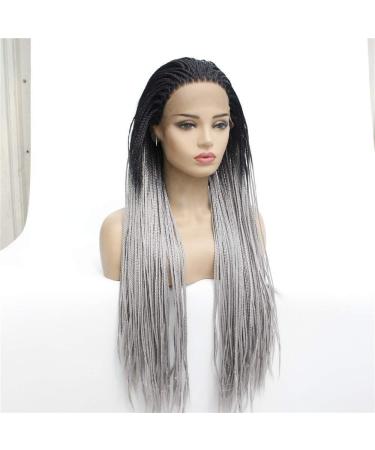wig Front lace wig gradient long straight hair three braids small braids dirty twisted wigs