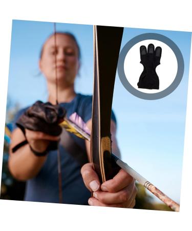 Anneome Archery Finger Stall Mittens Bow and Finger Glove Three Finger Archery Gloves Leather Gloves Archery Equipment Portable Shooting Glove Wear-resistant Archery Equipment Black Major 20x10cm Black - Buy Online on SooperMarket.com