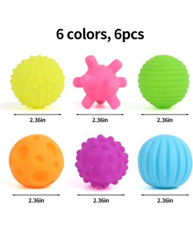 DERAYEE 6 Piece Sensory Toy Set - Colorful Squeeze Balls for Infants | Ideal Sensory Balls for Babies Ages 3-12 Months - International Shipping Available - Buy Online on SooperMarket.com