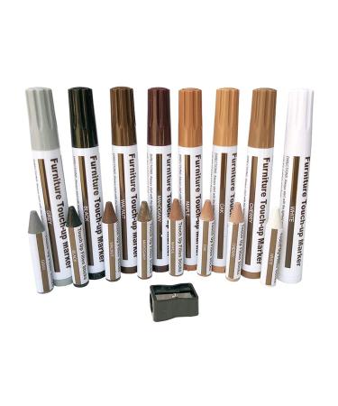 Furniture Repair Kit Wood Markers - Set of 17 - Markers and Wax Sticks with Sharpener Kit for Scratches Wood Floors